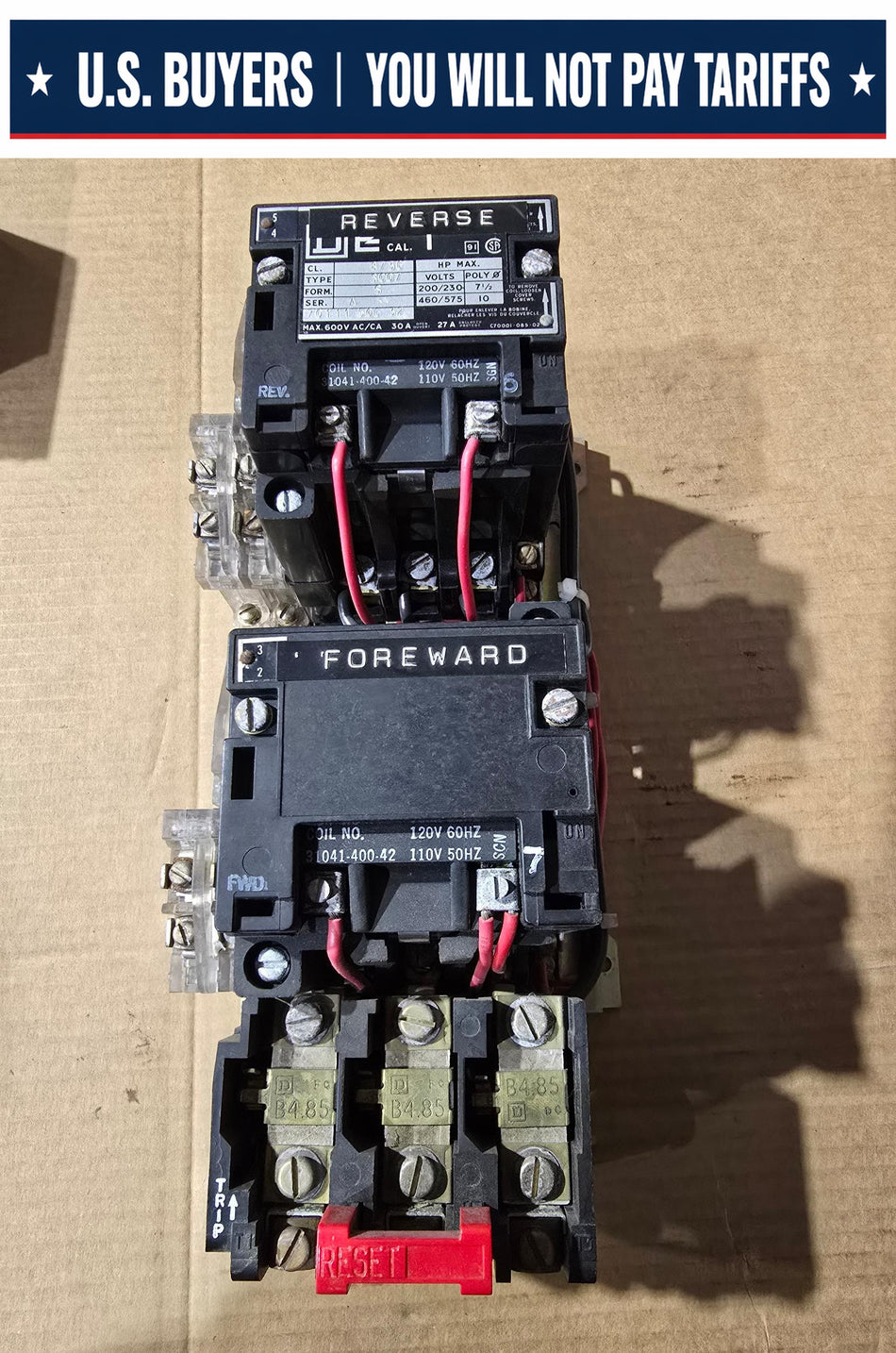 Square D 8736-SC07 Reversing Motor Starter Nema Size 1, 120v Coil (USED)