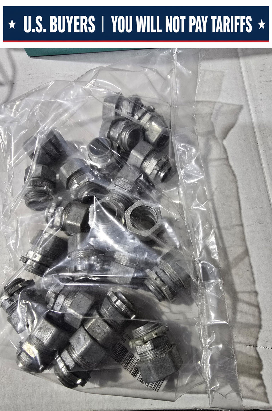 EMT COMPRESSION CONNECTOR FITTING, SIZE 1/2 IN, DIE CAST ZINC ALLOY (LOT OF 22)