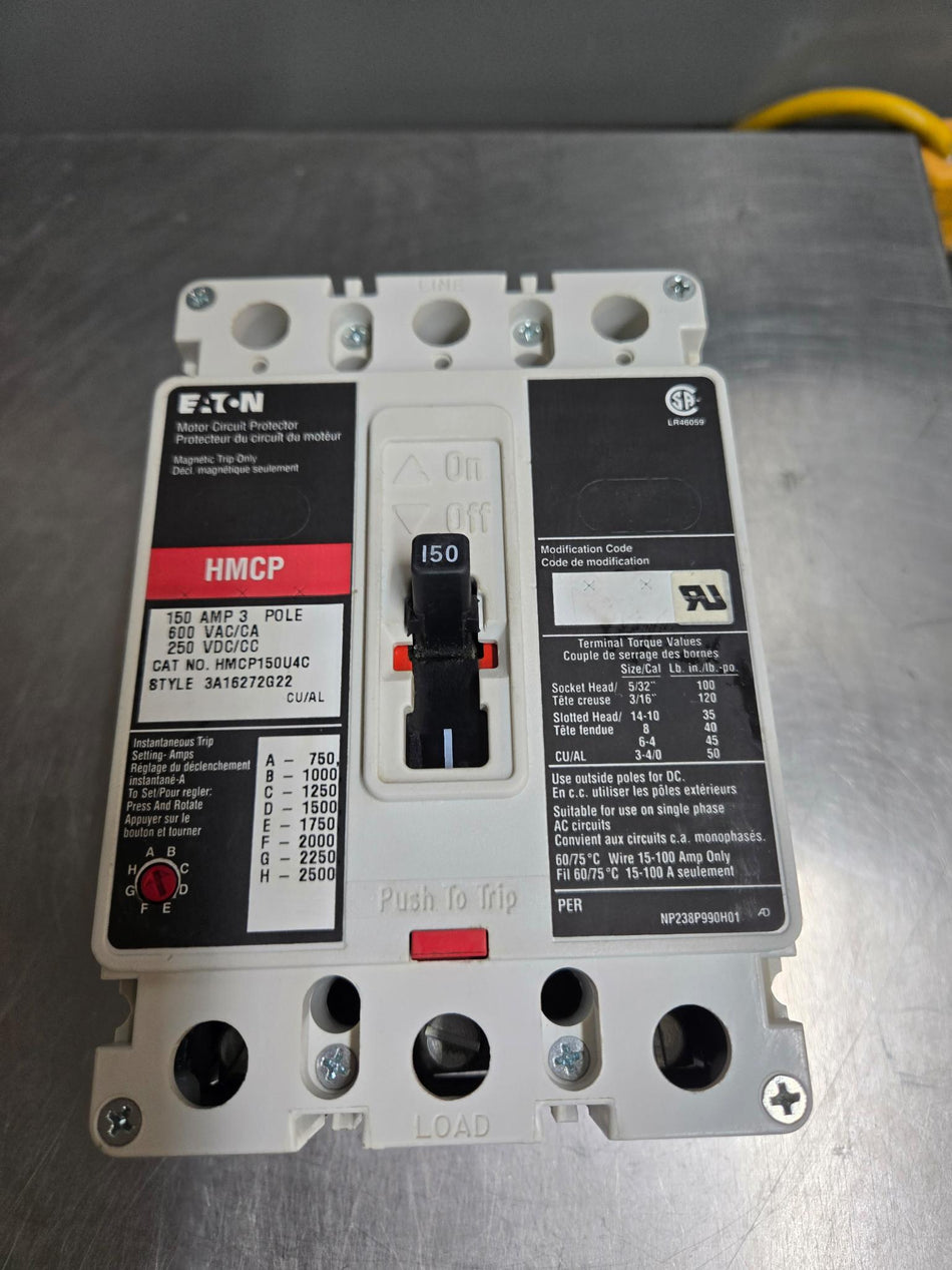 Eaton 150 Amp Breaker HMCP150U4C - 3P - 600V - Used
