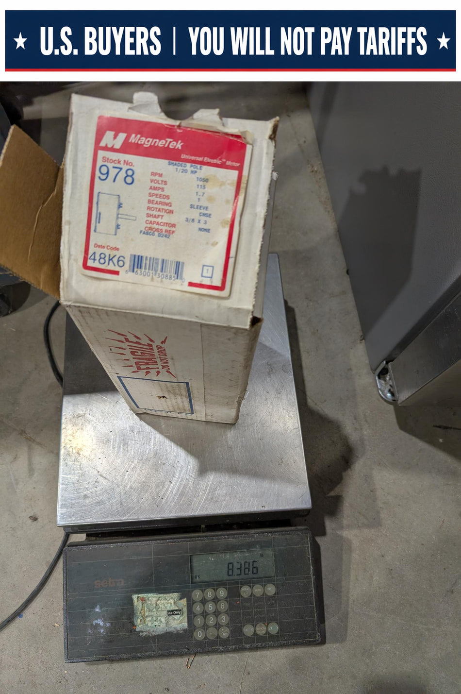 Magnetek Electric Motor - 978 - 1/20 HP - 1 PH - 1050 RPM - 115V