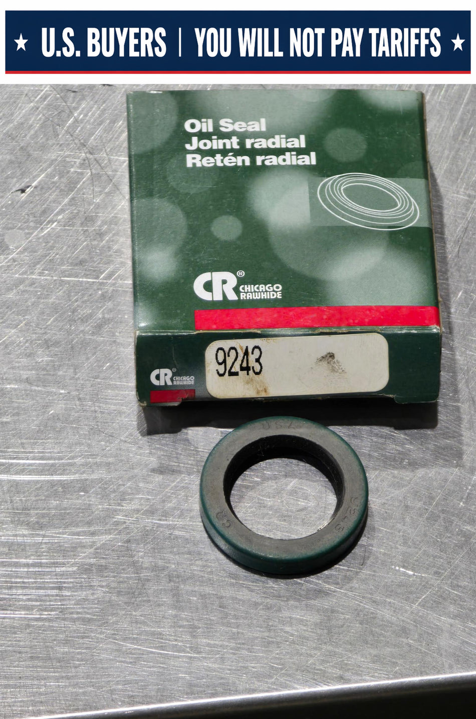 CR Seals 9243 Single Lip Grease Seal - Solid, 0.938 in Shaft Dia 1.375 in OD, 0.250 in Overall Width