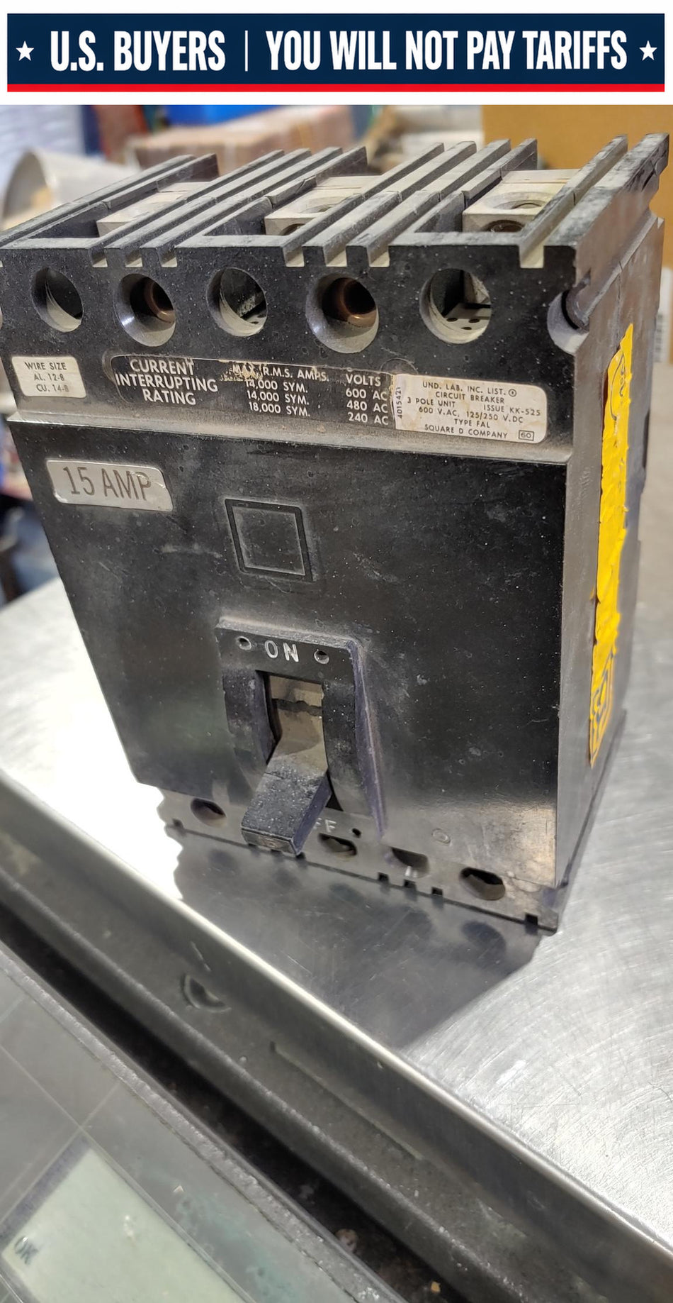 SQUARE D FAL-36015 15A Breaker (used)