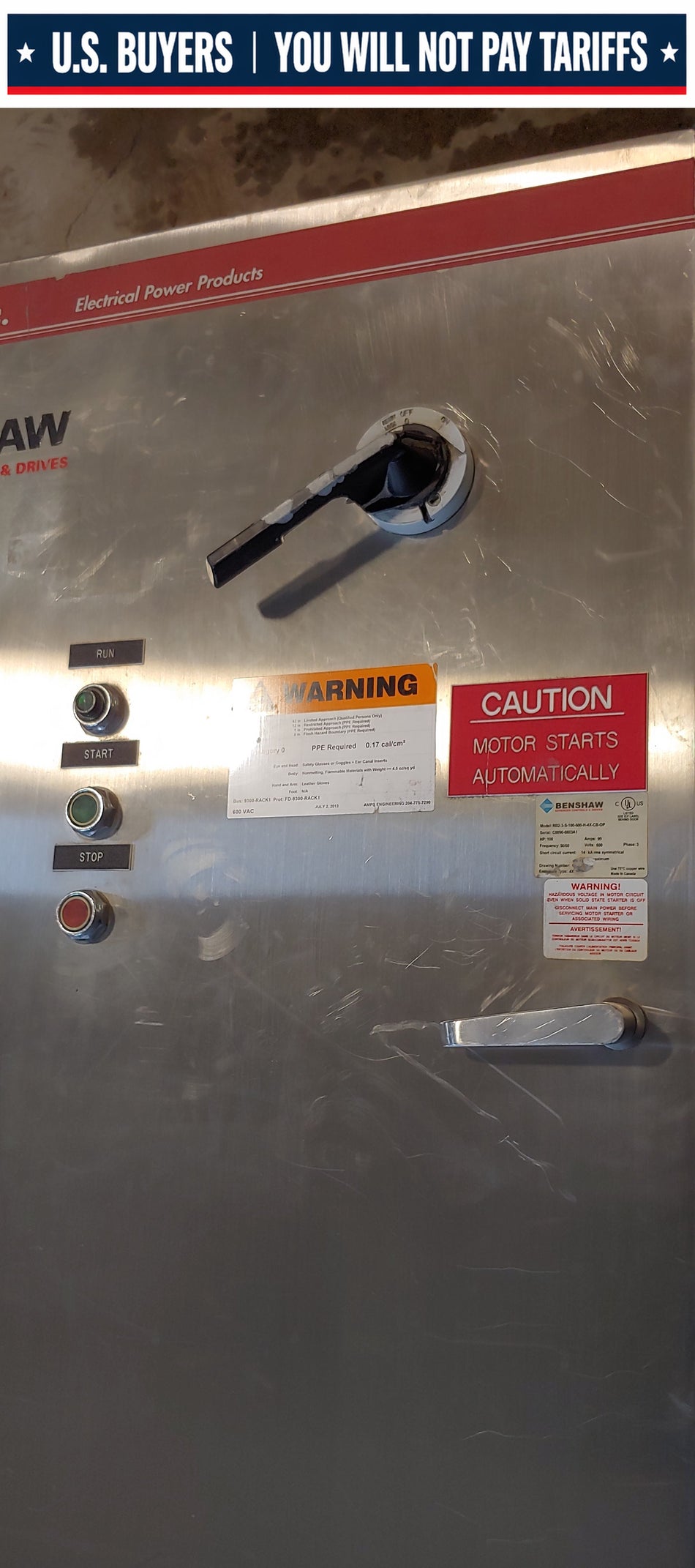 Benshaw 100 HP, 600 volts Soft Starter in Stainless Steel Cabinet