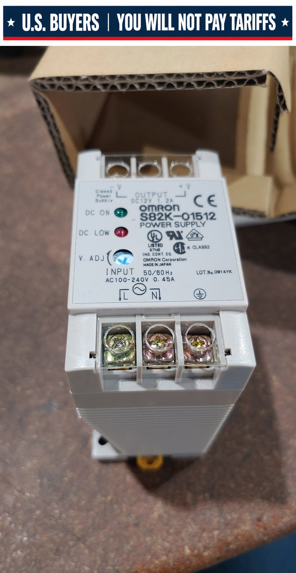 OMRON S82K-01512 POWER SUPPLY 1.2AMP 12VDC OUTPUT 100-240VAC INPUT