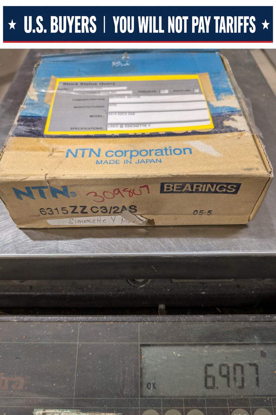 NTN Radial Deep Groove Ball Bearing - 6315ZZC3/2AS - NEW