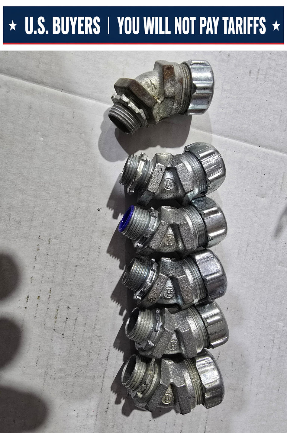 Liquidtight,Conduit Connector 45 Degree, 1/2 ", Iron, Metallic - Zinc Finish (LOT OF 6 ONE IS CORRODED)
