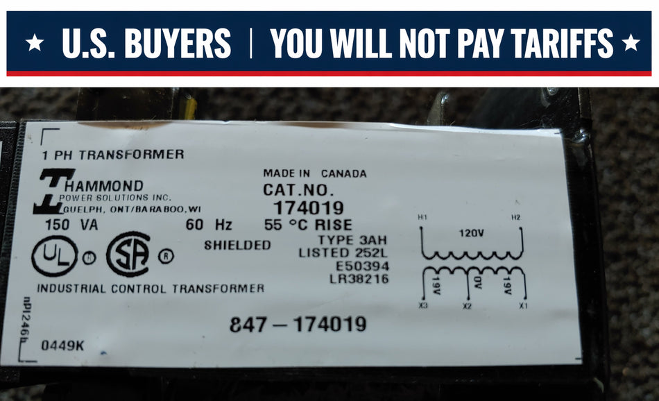 Hammond 150VA  1PH Transformer HV:120 LV:19V Cat No:174019 "Used"