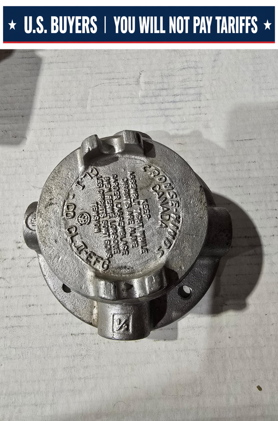 Eaton Crouse-Hinds  GUFX-16 conduit outlet box with cover, 3" cover opening diameter, Aluminum, X shape, 1/2"