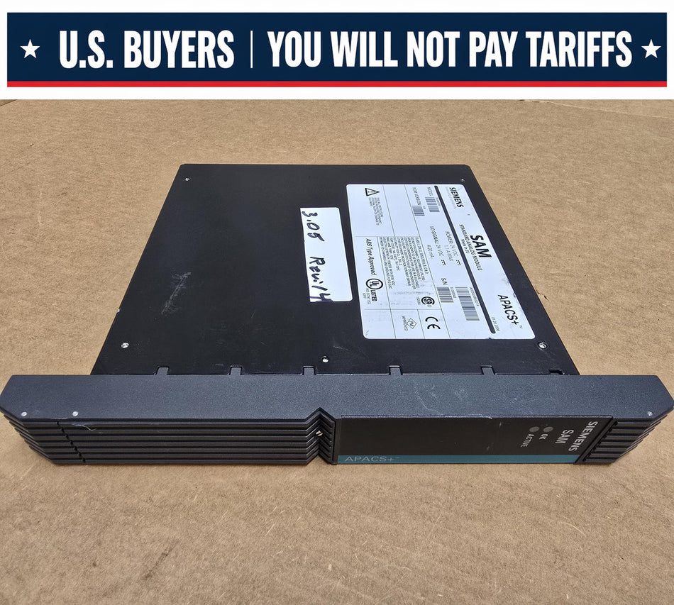 SIEMENS 39SAMCAN APACS+, ROM VERSION 3.05, REV: 14, SAM STANDARD ANALOG MODULE, 24V-DC, (Used)