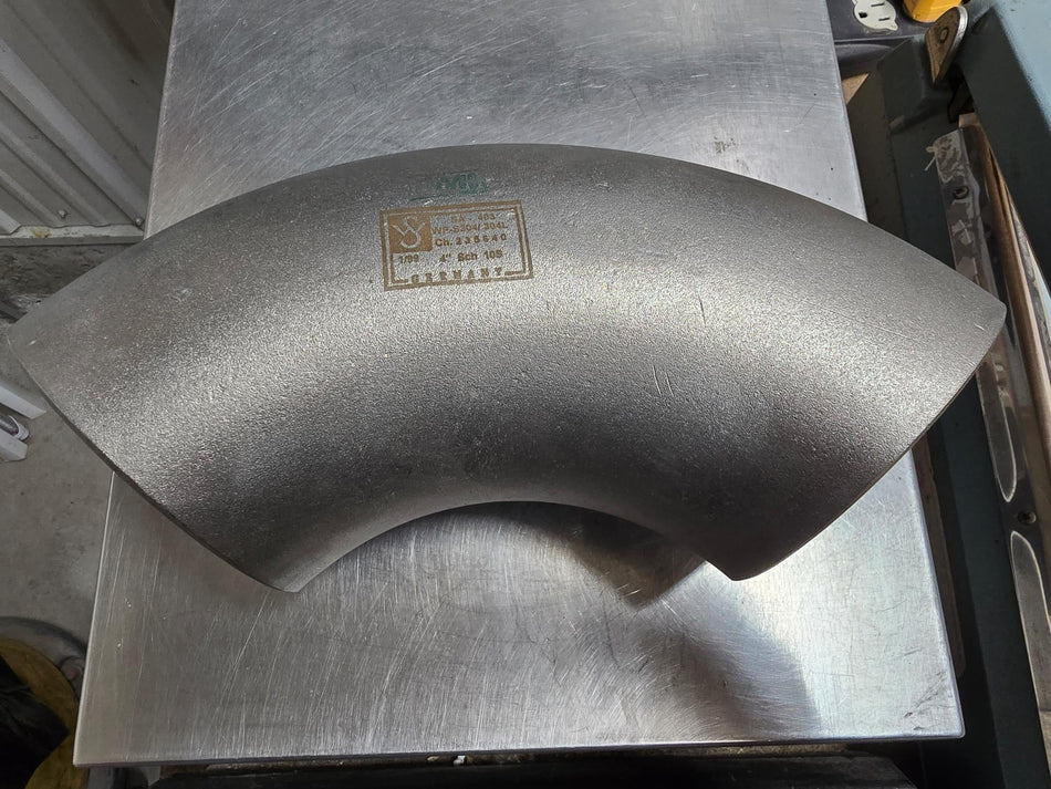 Schulz 4", Schedule 10, Long Radius, Butt Weld 90° Elbow, 304/304L Stainless Steel