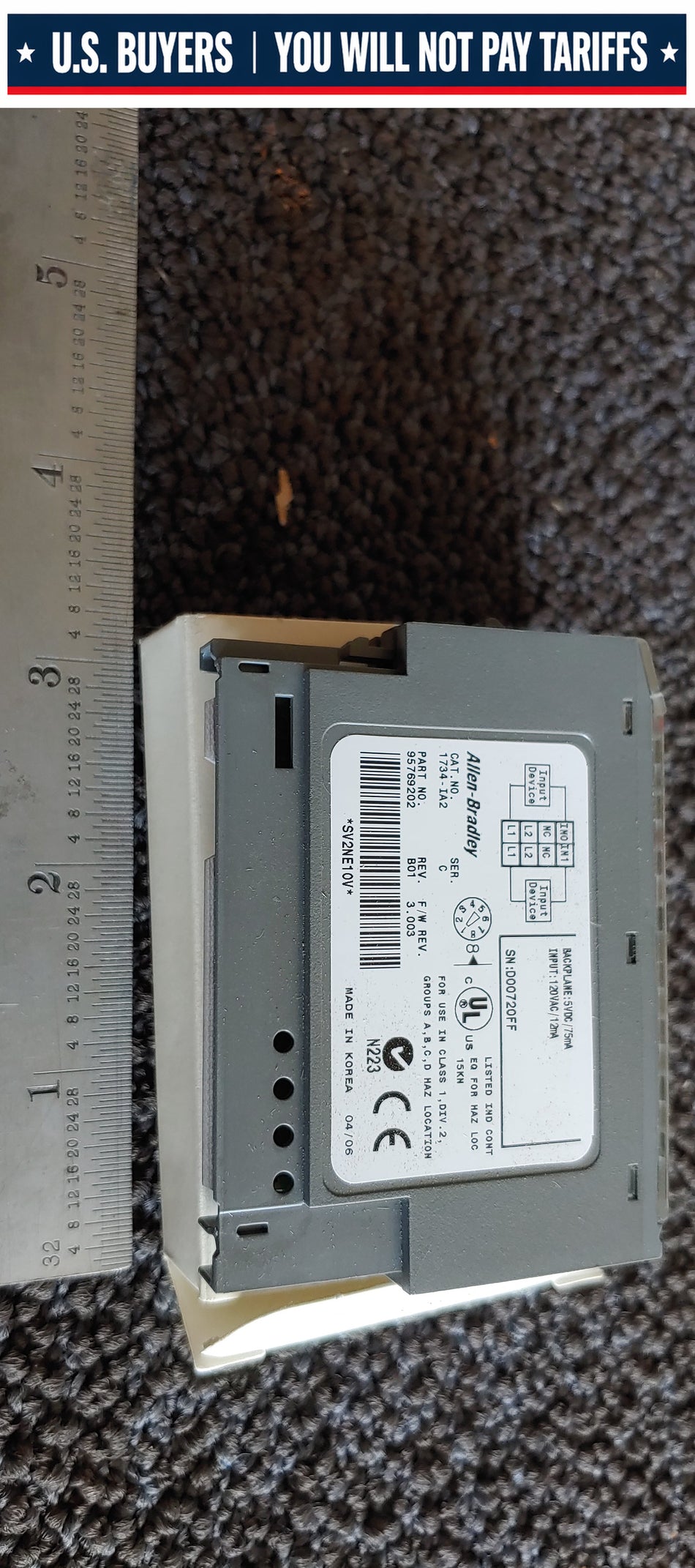 Allen Bradley 1734-IA2 Ser:C 120vac Input Module