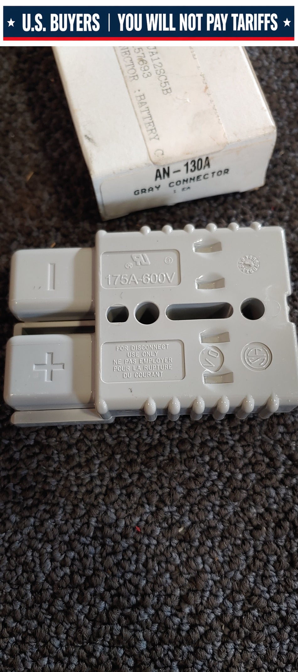 CMC AN-130A Gray Power Connector 1/0 Lugs (175A-600V)