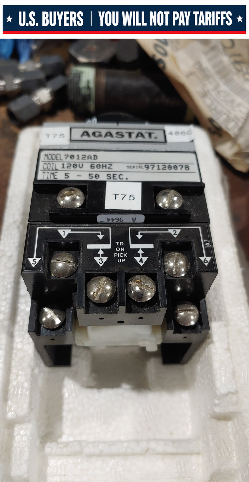 Agastat Timing Relay Model: 7012AD Coil:120V 60Hz Time:5-50Sec "Used"
