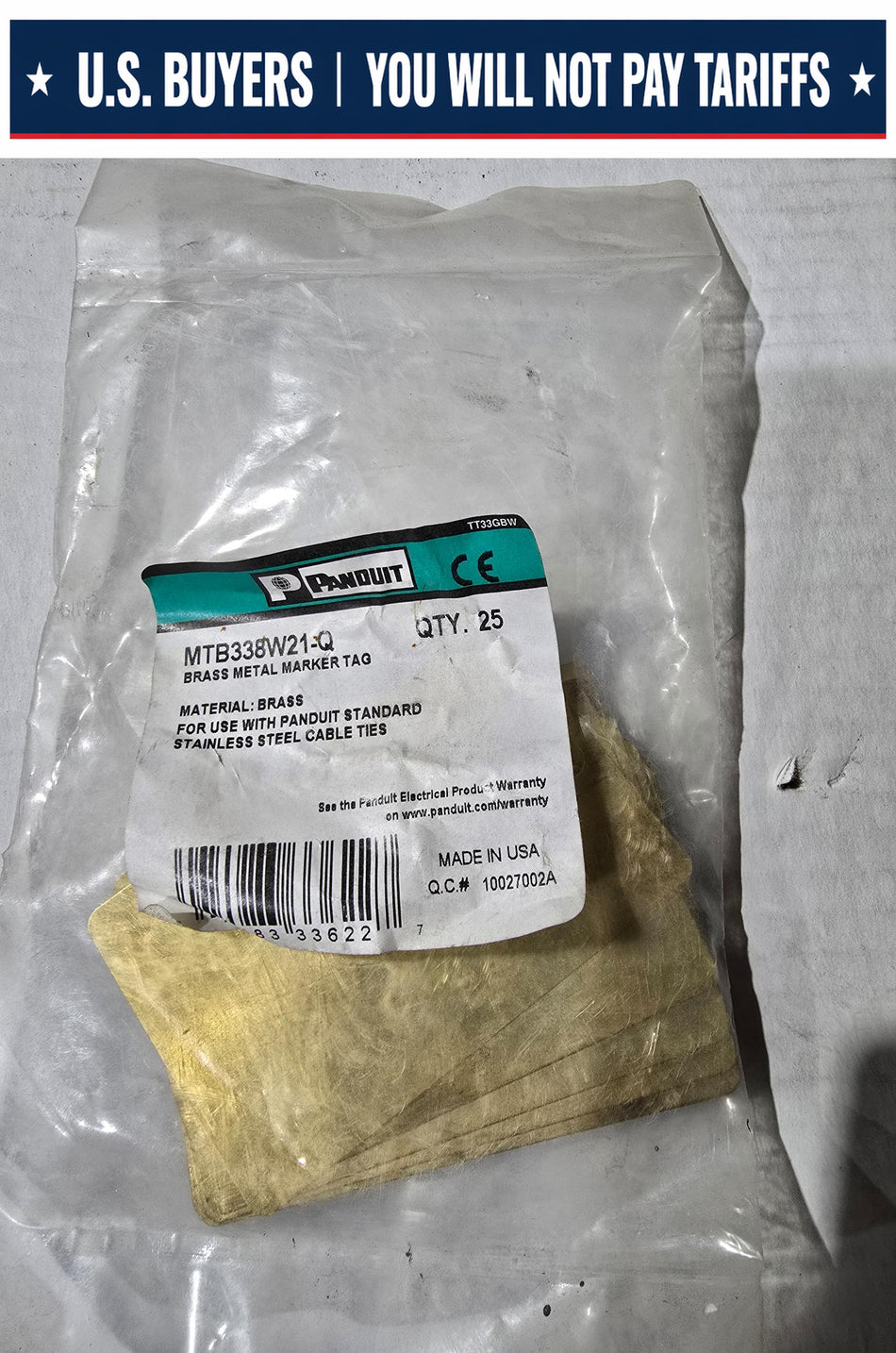 PANDUIT BRASS METAL MARKER TAGS MTB338W21-Q  BAG OF 25