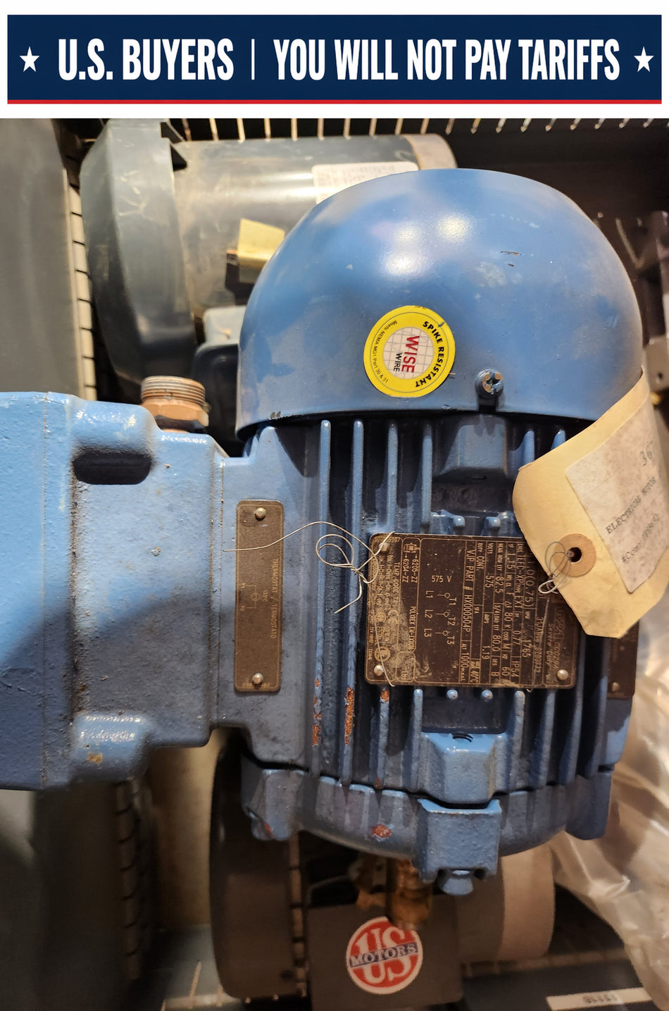 WEG Electric Motor 6Z83772, 1 HP, 575v, 1765 RPM, FR 143T, PH: 3