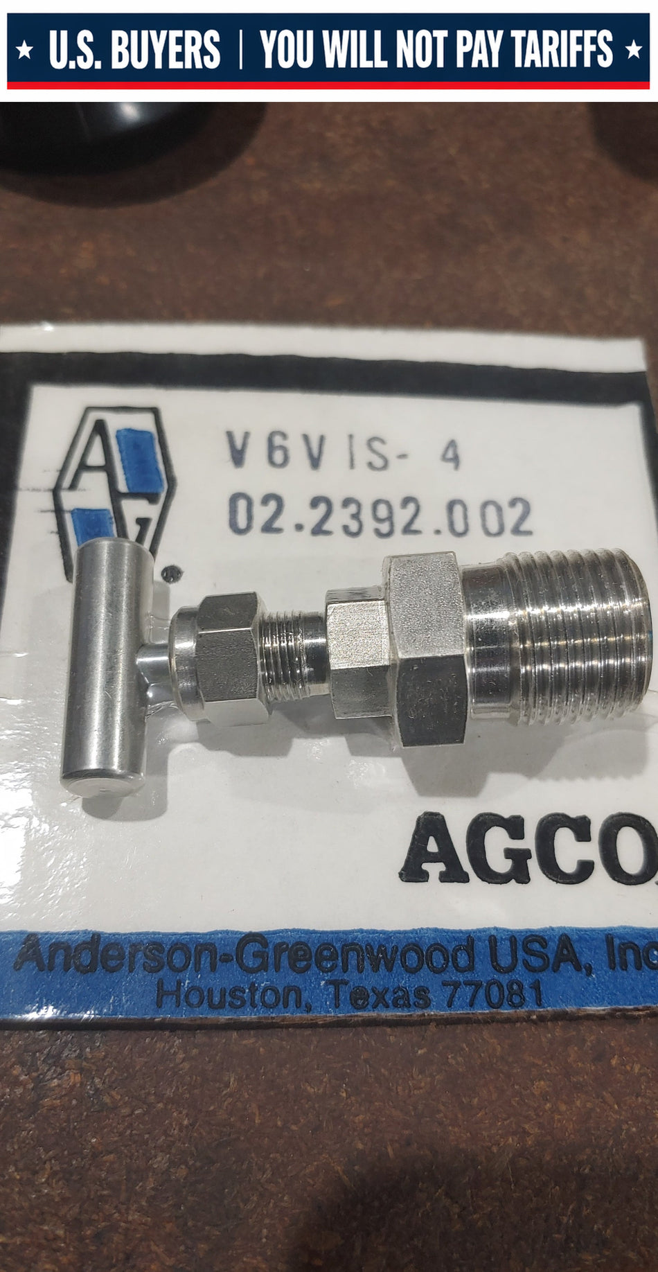 Anderson Greenwood Agco Bleeder Valve V6VIS-4 02.2392.002