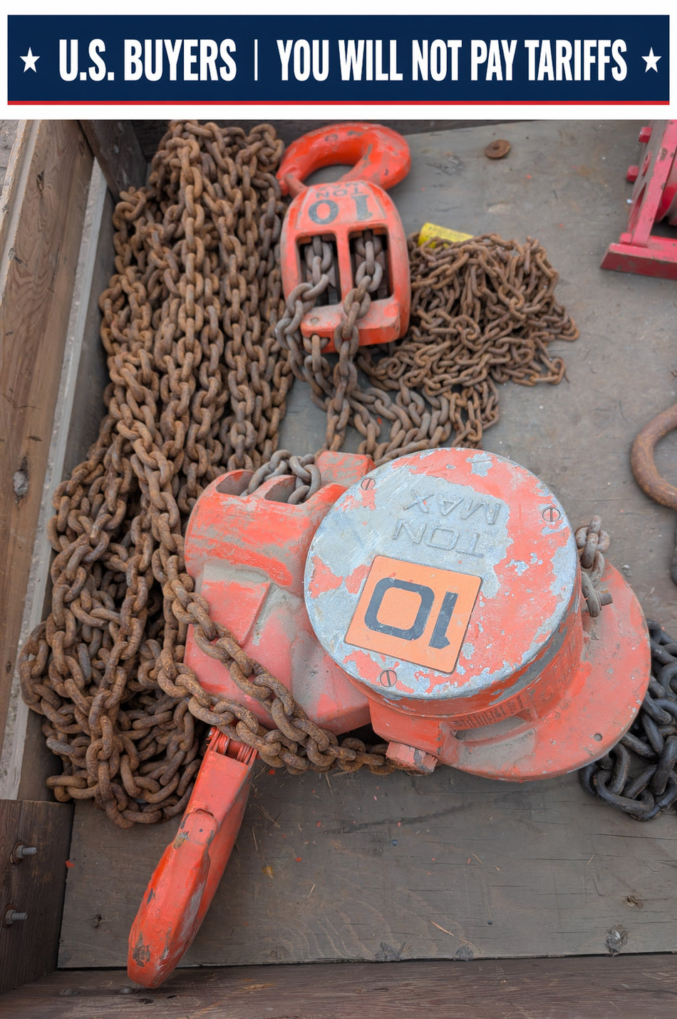 CM Cyclone Hand Chain Hoist, 10 Ton, 20 Ft. Lift