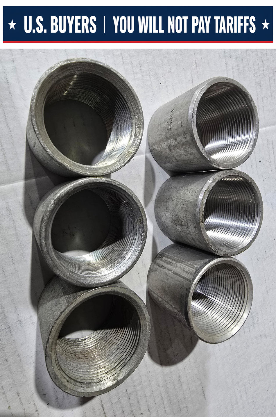 Rigid Conduit Coupling 1-1/2 in Threaded (LOT OF 3 STEEL AND 3 ALUMINUM)