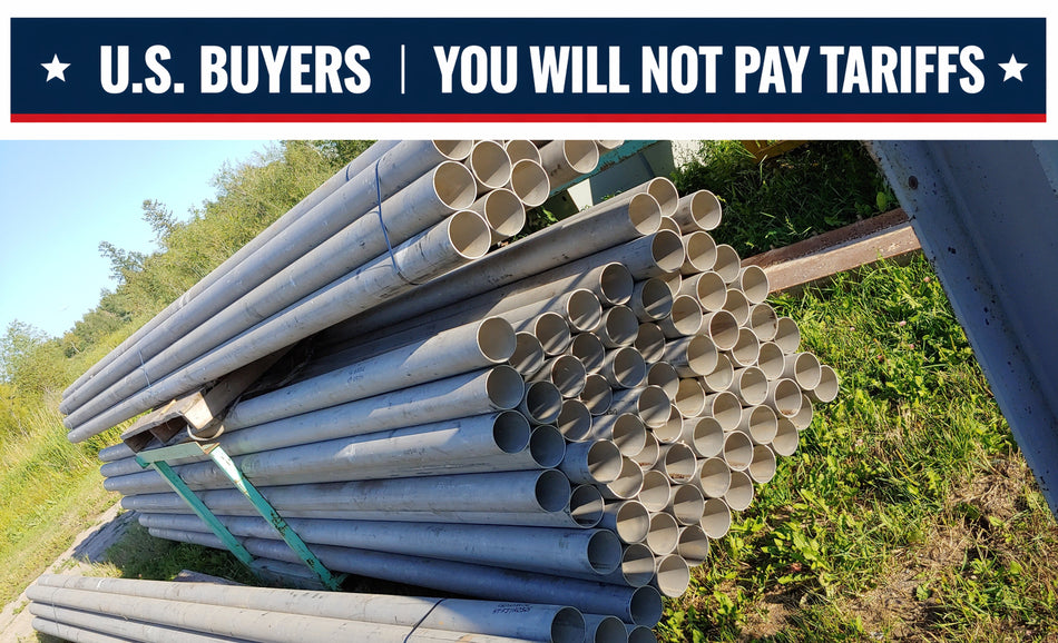 New 4" Schedule 10 Stainless Steel 304L Pipe in 20 ft lengths