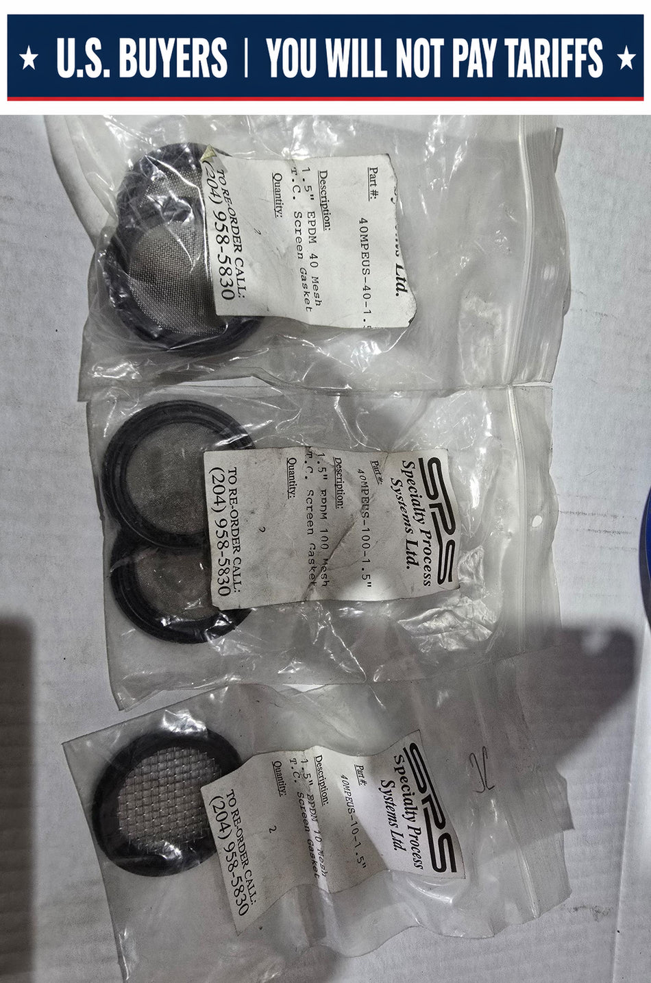 Tri Clamp Screen Gaskets 1.5" EPDM  LOT OF 5 SEE DESCRIPTION FOR DETAILS
