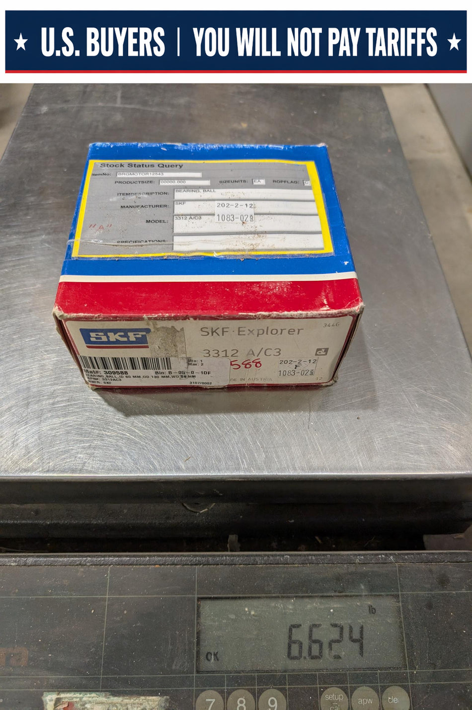 SKF Explorer Double Row Angular Contact Bearing - 3312A/C3 - NEW
