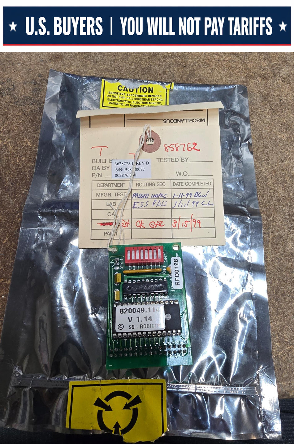 ROBICON 362877.01, REV: D, CIRCUIT BOARD, 820049.114 (USED)
