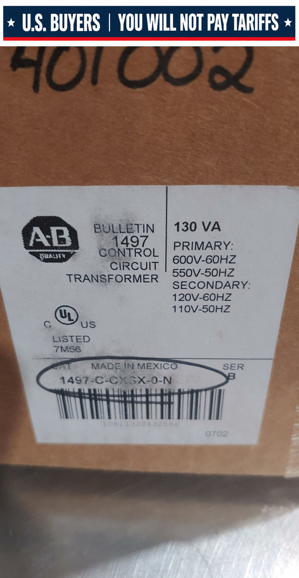Allen Bradley Control Circuit Transformer 1497-C-CXSX-0-N 130va