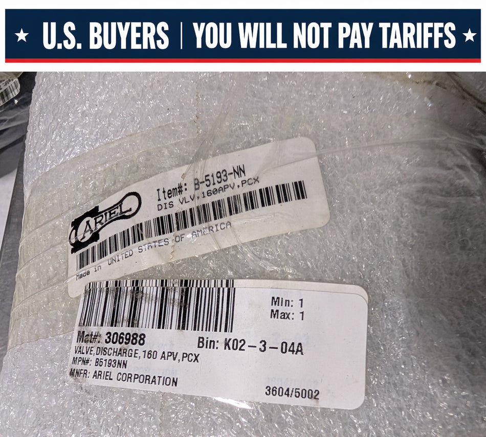 Ariel - Valve, Discharge, 160 APV, PCX - B5193-NN - New