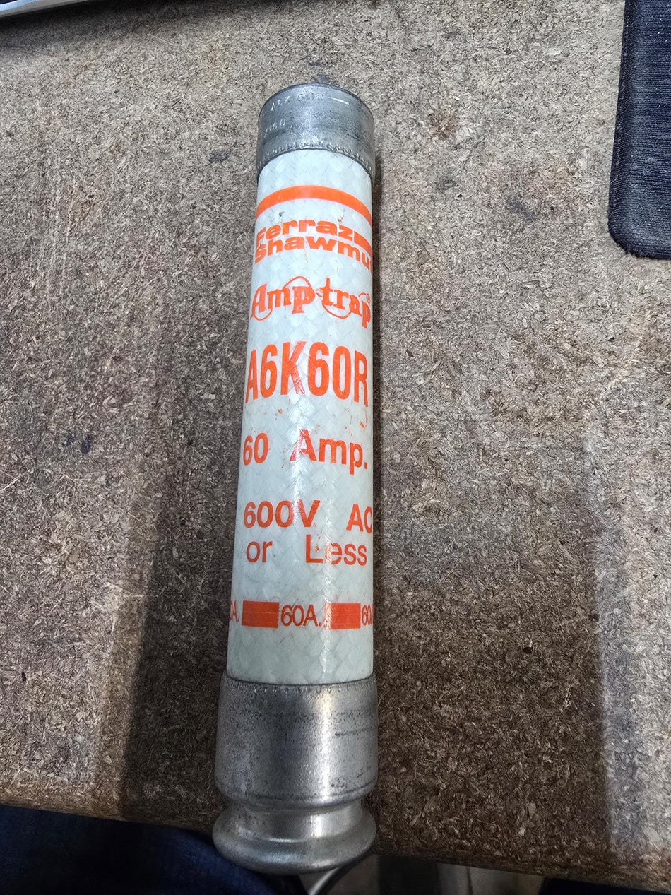 FERRAZ SHAWMUT A6K60R, 60AMP 600V CLASS RK 1 FUSE