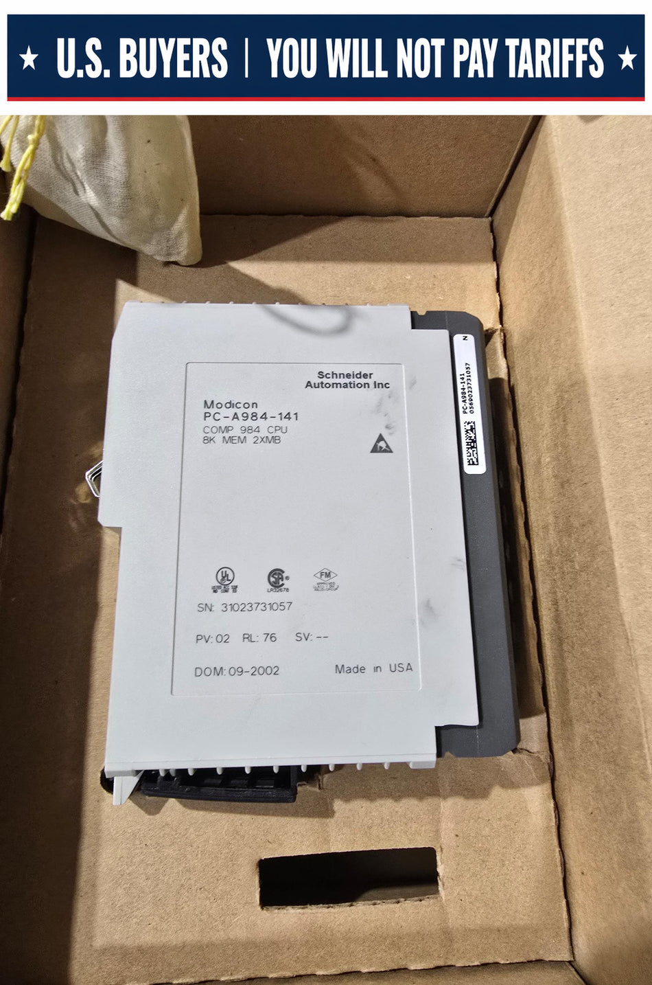 SCHNEIDER ELECTRIC MODICON PC-A984-141 CPU MODULE  8K MEMORY  2XMB (USED)