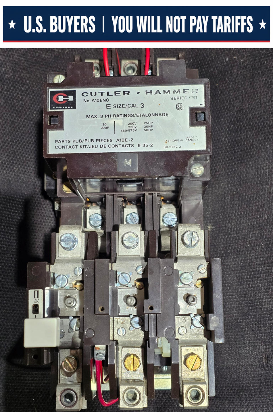 CUTLER HAMMER A10EN0 MOTOR STARTER 90A SERIES CB1 NEMA SIZE 3 600V COIL