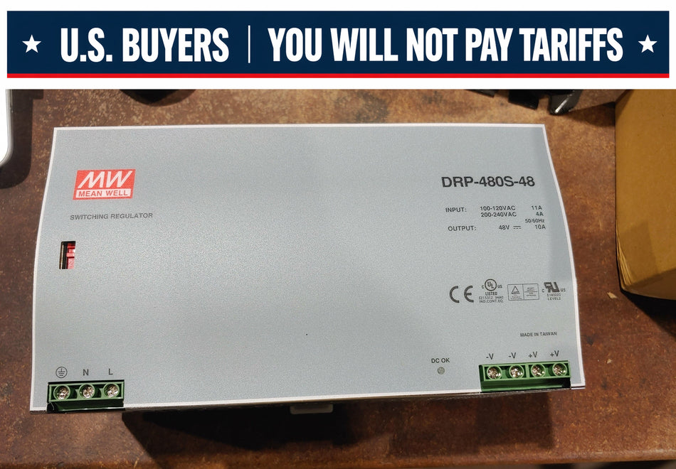 Mean Well DRP-480S-48 DIN RAIL POWER SUPPLY 120-240 to 48VDC AT 10A