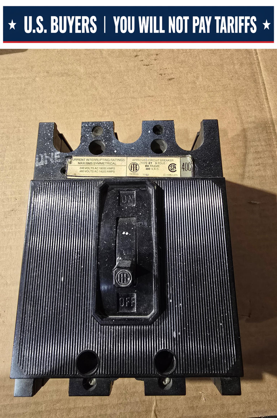 ITE TYPE ET, EH FRAME  15A Breaker (USED CORNER PLASTIC IS BROKEN)