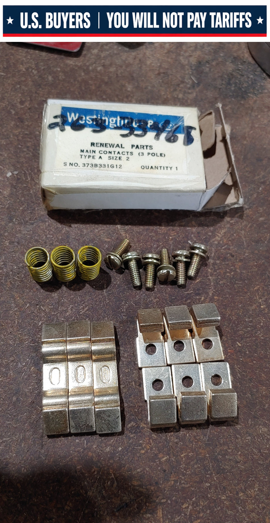 WESTINGHOUSE 373B331G12 MAIN CONTACT KIT 3 POLE TYPE: A SIZE: 2