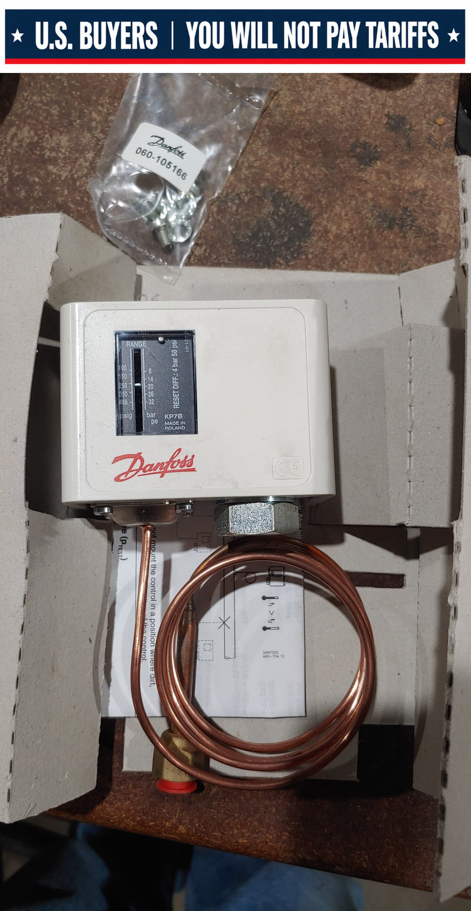 Danfoss 060-205466 1/4"FLARE 36"CAP SPDT #SWITCH KP7B