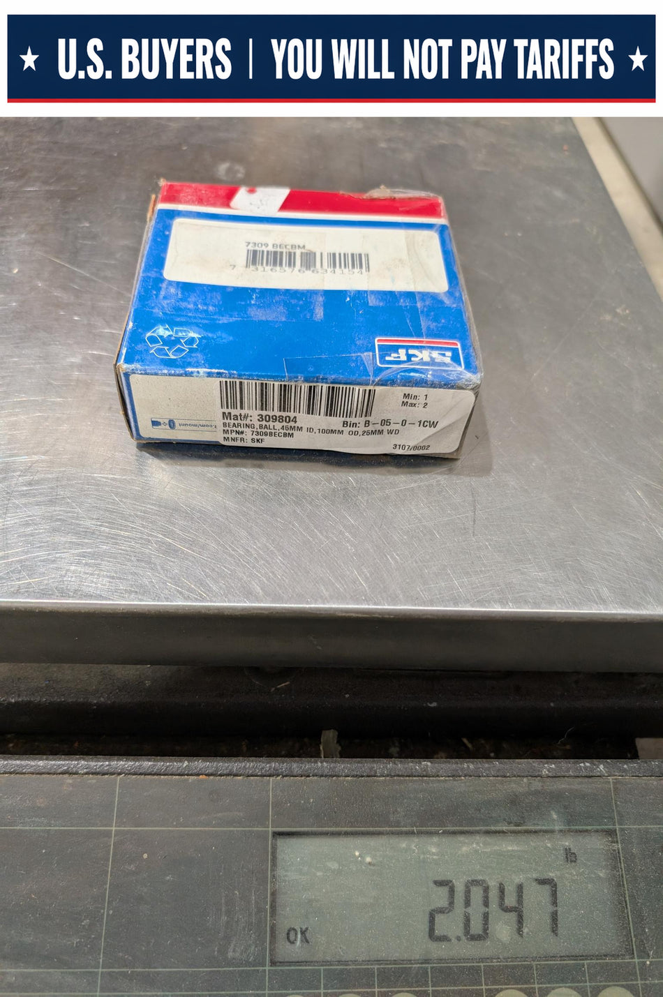 SKF Angular Contact Bearing - 7309 BECBM - NEW