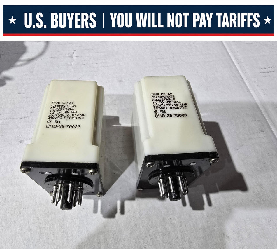 POTTER BRUMFIELD Time Delay Relay 180 Seconds CHB-38-70023 120V COIL 8 PIN  (LOT OF 2 USED)