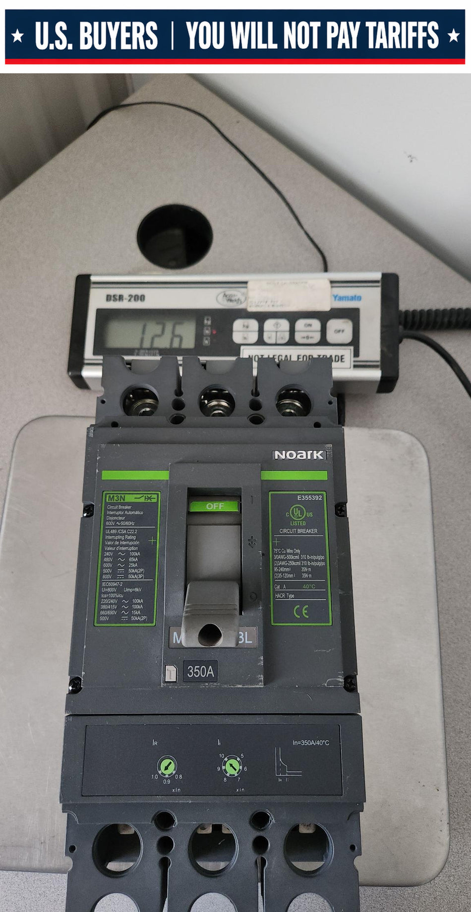 Noark Molded Case Circuit Breaker 350 AMP, 3 Pole, 600V, M3N350T3L