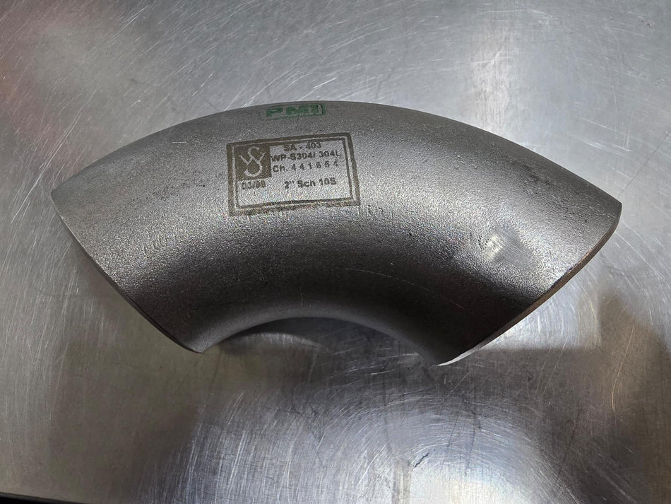 Schulz 90° Long Radius Elbow  2"  Schedule 10  Butt Weld& WP-S304/304L Stainless Steel  SA-403  CH. 441654