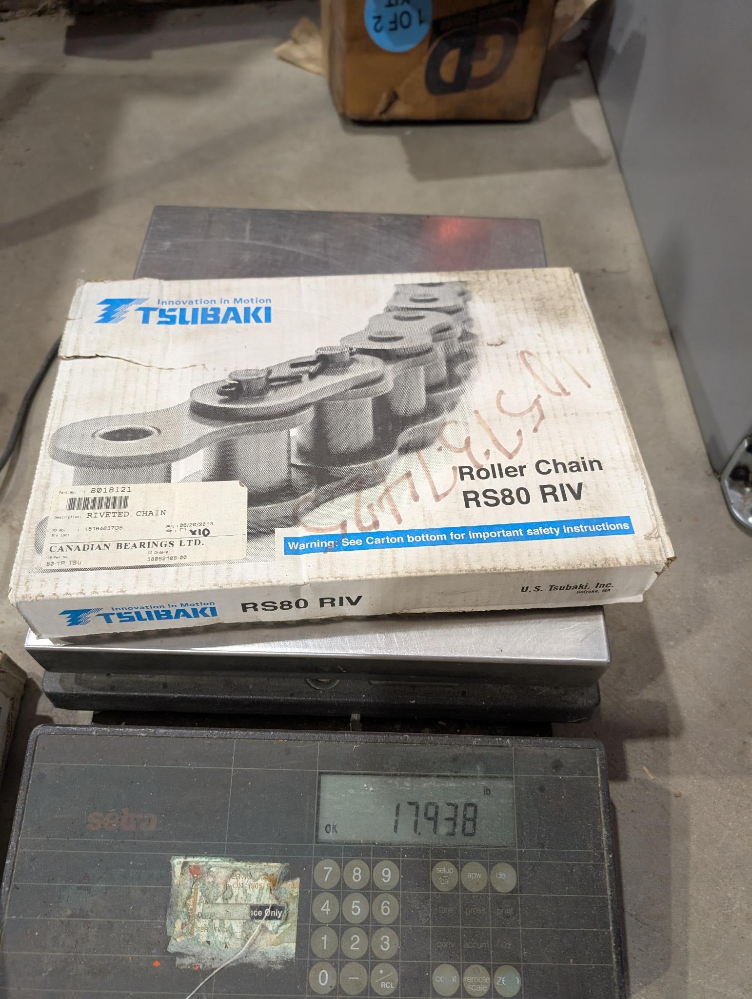 TSUBAKI Roller Chain RS80 RIV - 8018121 - 10 FT - New – ETI Sales