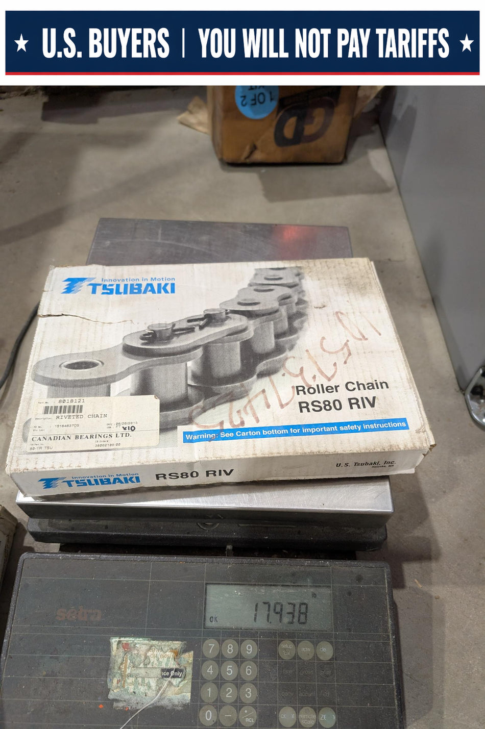TSUBAKI Roller Chain RS80 RIV - 8018121 - 10 FT - New