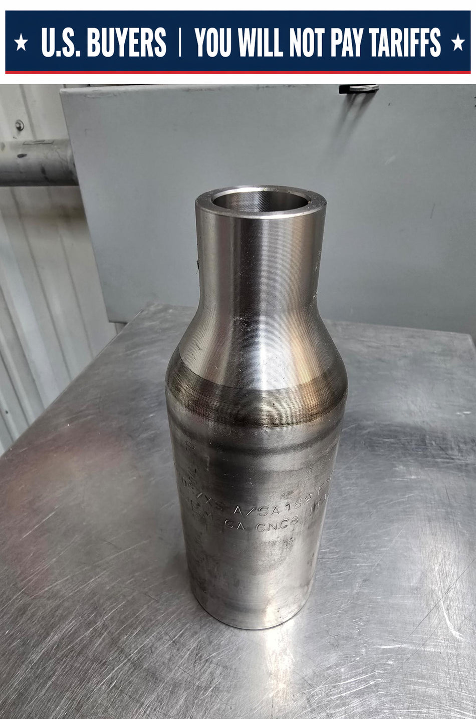 2" X 1" Concentric Swage Nipple MEGA CNC8  2" X 1"  Schedule 10  Butt Weld  F304/304L Stainless Steel  SA 182  Made in Italy