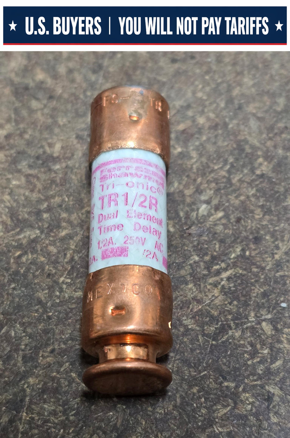 FERRAZ SHAWMUT TR1/2R, 1/2AMP  250V TYPE D DUAL ELEMENT TIME DELAY FUSE
