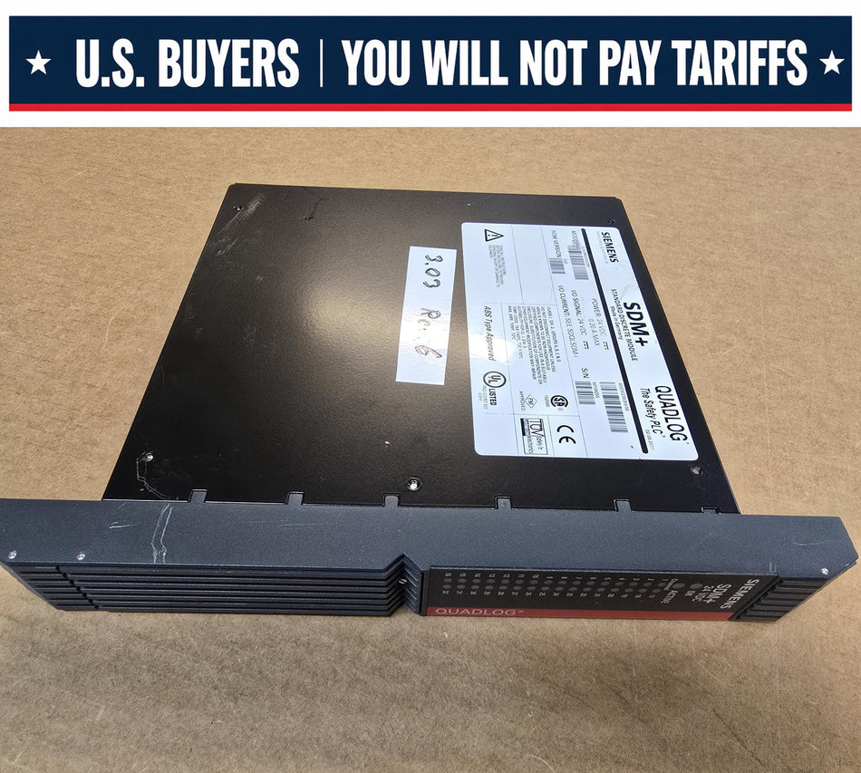 SIEMENS QLSDM024DCCBN QUADLOG, ROM:3.03, REV:6, SDM+ STANDARD DISCRETE MODULE, 24VDC P/N: A5E00239359/06  (Used)