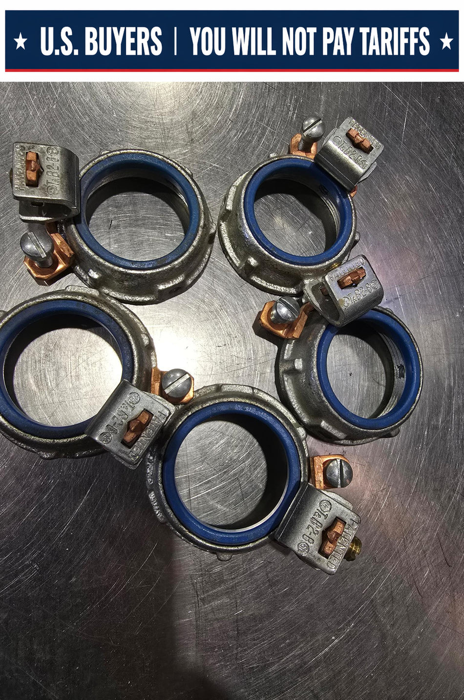 T&B METAL GROUNDING BUSHING, CSA, INSULATED, SIZE 1 1/2 IN, GROUND WIRE SIZE AWG 2-8 (LOT OF 5)