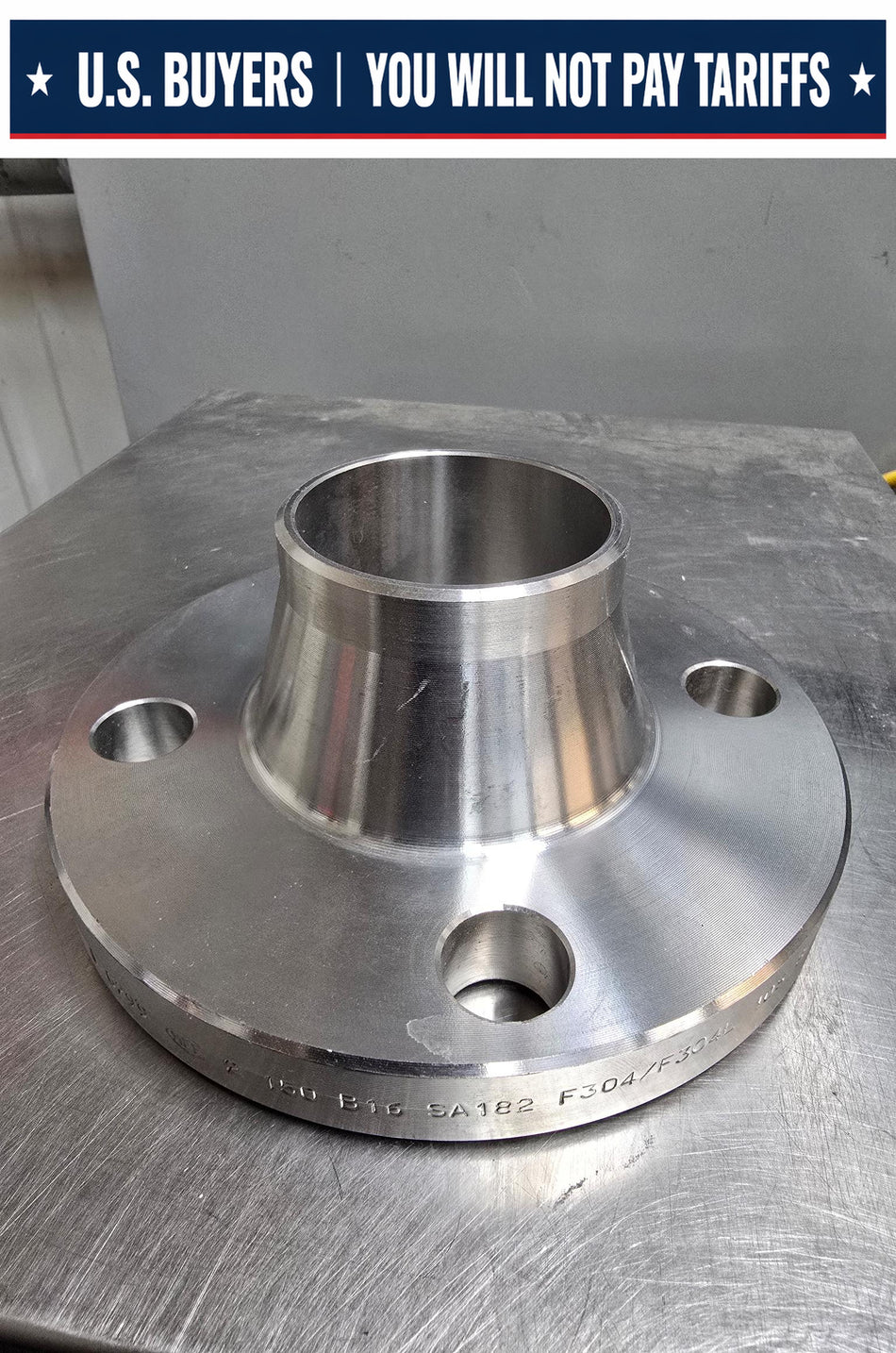 MFF Weld Neck Flange,  4 HOLE  2 INCH,  Sch 10,  Class #150,  SS F304/F304L,  B16,  SA182,  872637  0299  ITALY