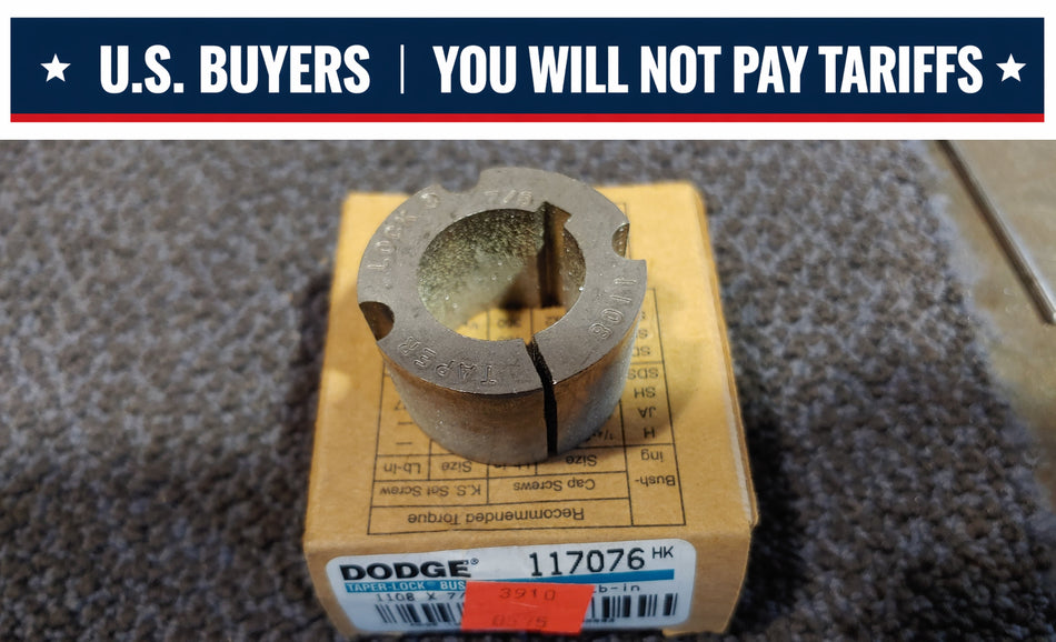 Dodge 117076 Taper-Lock Bushing - 1108 Series, 0.8750 in Bore, Finished with Keyway, 3/16 x 3/32 in Keyway, Sintered Steel