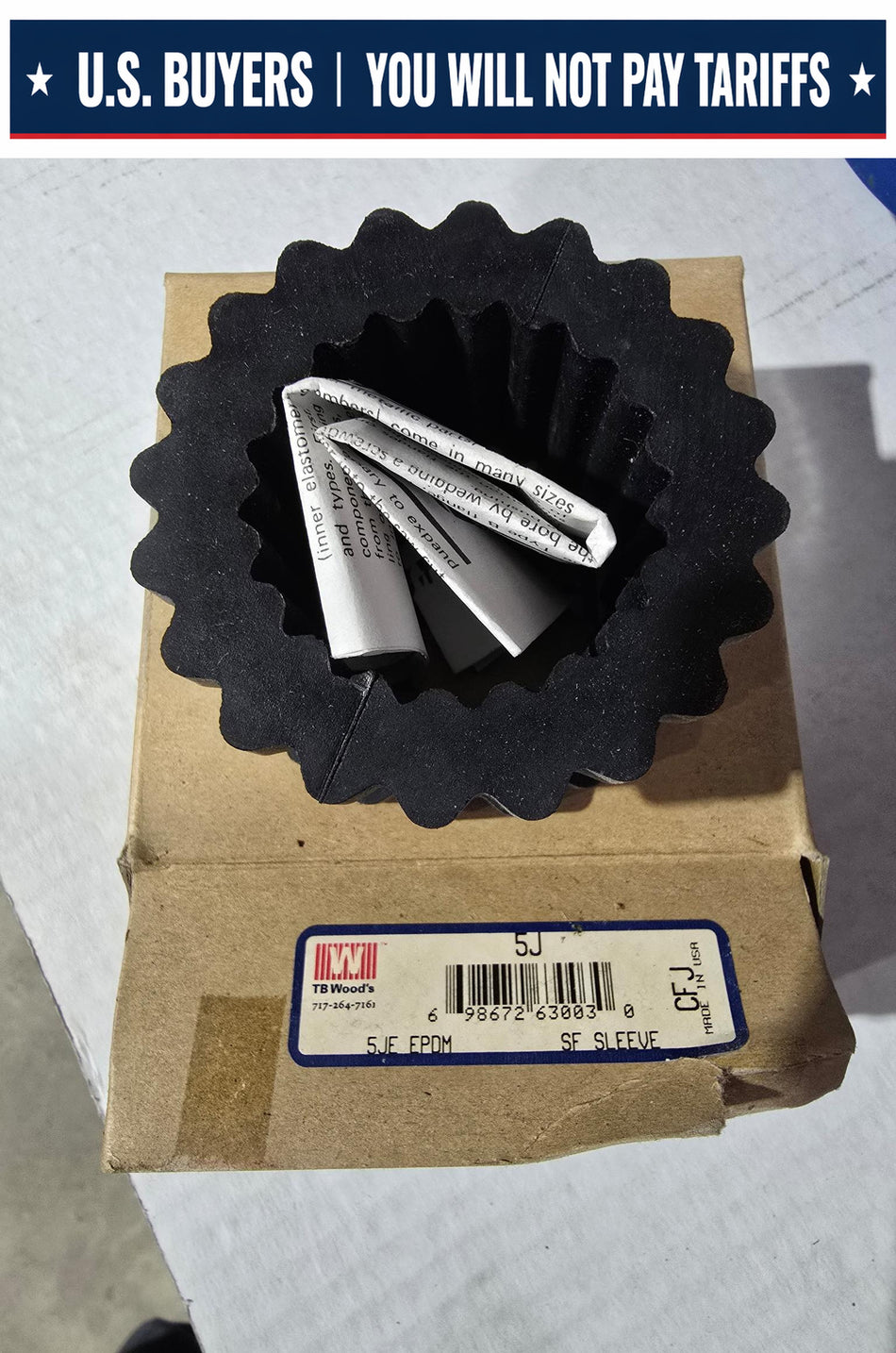 TB WOODS SLEEVE COUPLING INSERT,5JE,EPDM RUBBER
