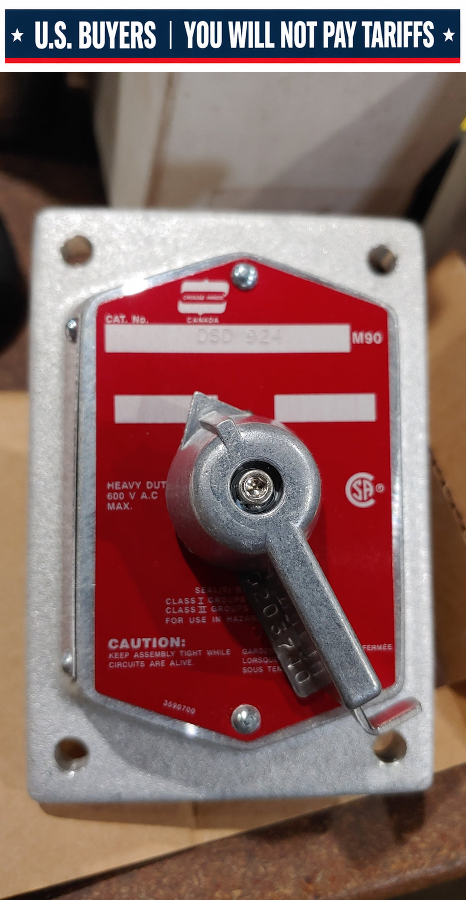 CROUSE-HINDS  DSD924 SELECTOR SWITCH 2 POSITION 4 CIRCUIT 600V FOR HAZARDOUS LOCATIONS
