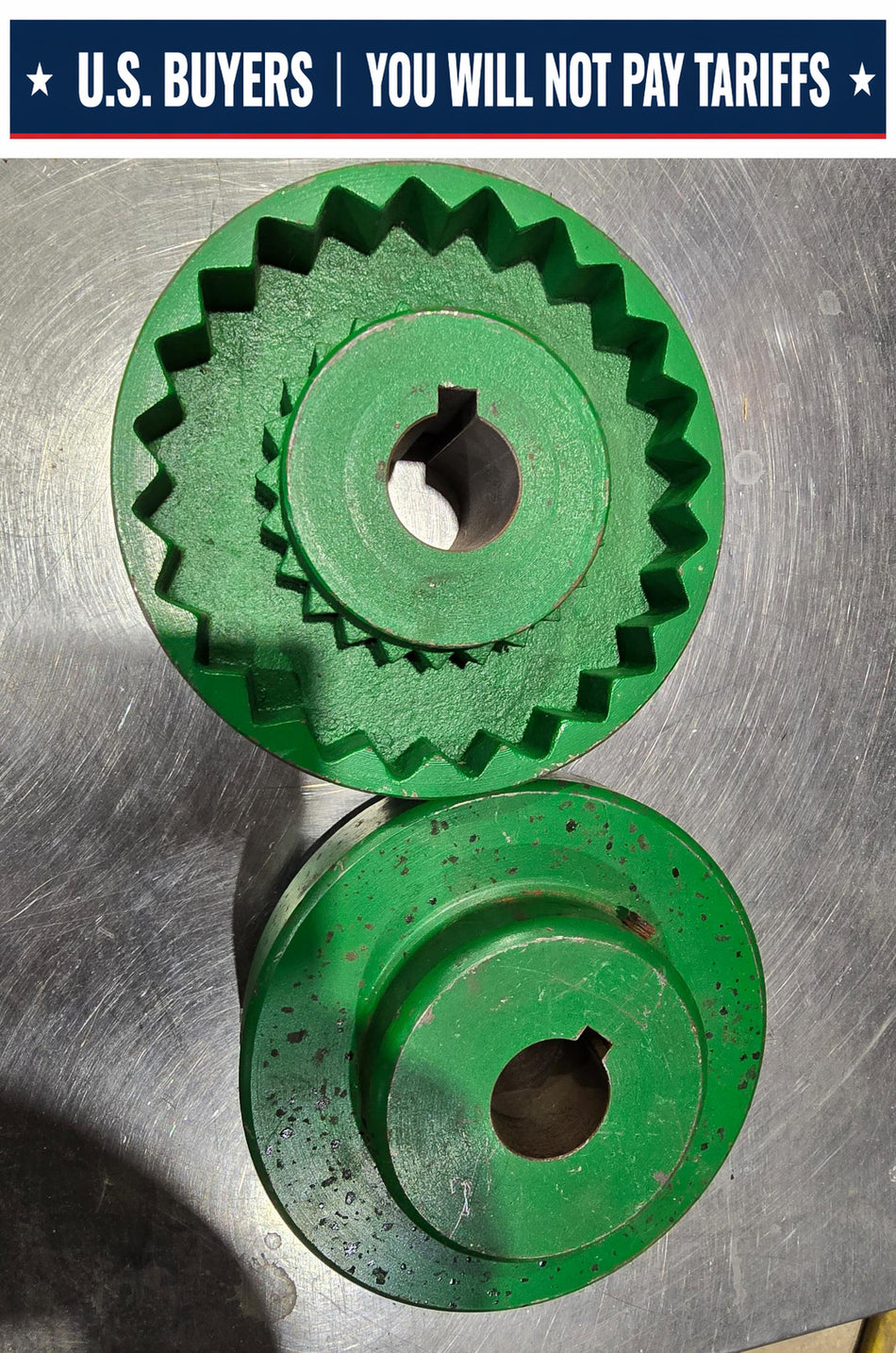 8S28MM Sleeve Coupling Flange -  Size 8, 28 mm Bore, Cast Iron Material 8MM KEYWAY (LOT OF 2 USED)